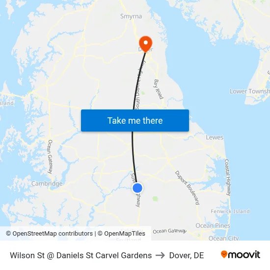 Wilson St @ Daniels St Carvel Gardens to Dover, DE map