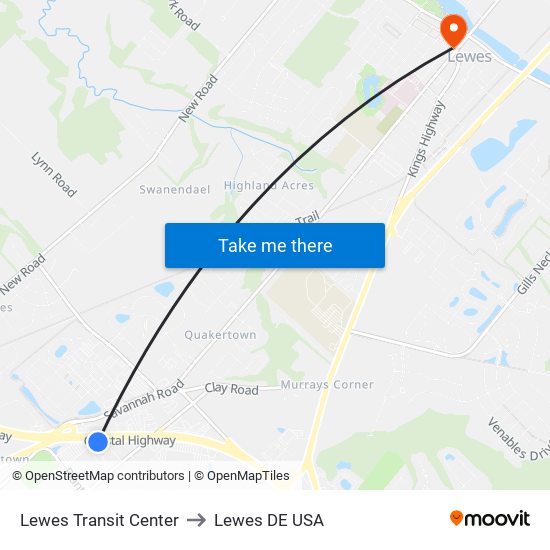 Lewes Transit Center to Lewes DE USA map