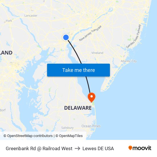 Greenbank Rd @ Railroad West to Lewes DE USA map