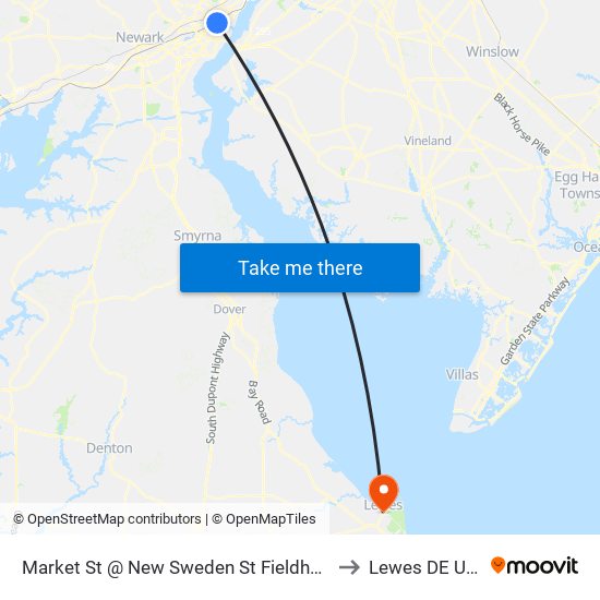 Market St @ New Sweden St Fieldhouse to Lewes DE USA map