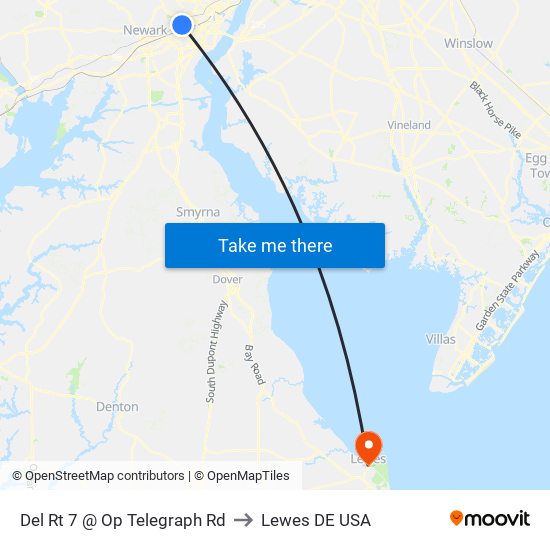 Del Rt 7 @ Op Telegraph Rd to Lewes DE USA map