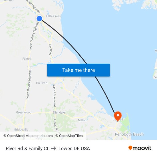 River Rd & Family Ct to Lewes DE USA map