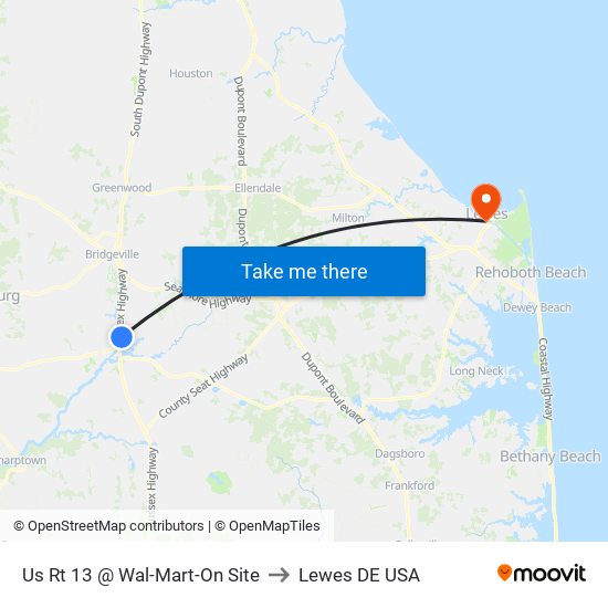 Us Rt 13 @ Wal-Mart-On Site to Lewes DE USA map