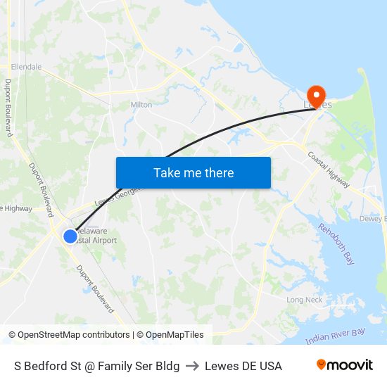 S Bedford St @ Family Ser Bldg to Lewes DE USA map