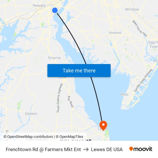 Frenchtown Rd @ Farmers Mkt Ent to Lewes DE USA map