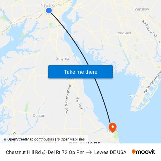 Chestnut Hill Rd @ Del Rt 72 Op Pnr to Lewes DE USA map