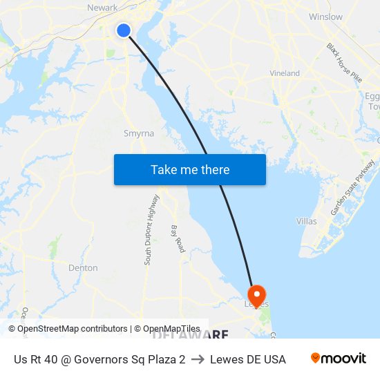 Us Rt 40 @ Governors Sq Plaza 2 to Lewes DE USA map