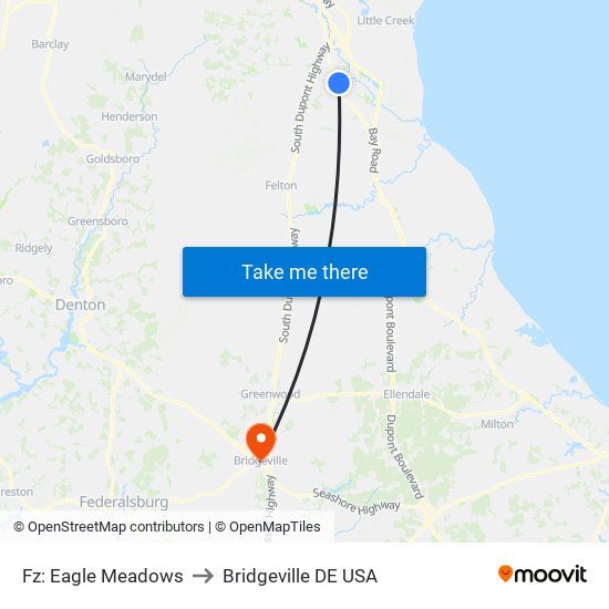 Fz: Eagle Meadows to Bridgeville DE USA map