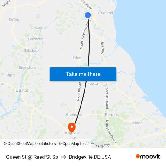 Queen St @ Reed St Sb to Bridgeville DE USA map