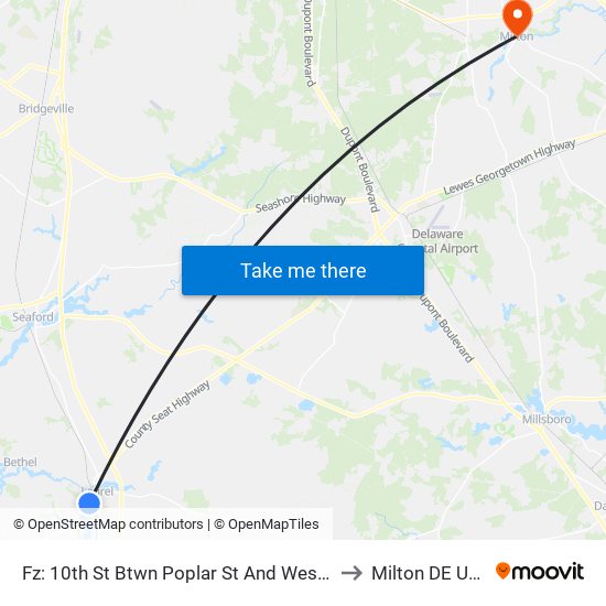 Fz: 10th St Btwn  Poplar St And West St to Milton DE USA map