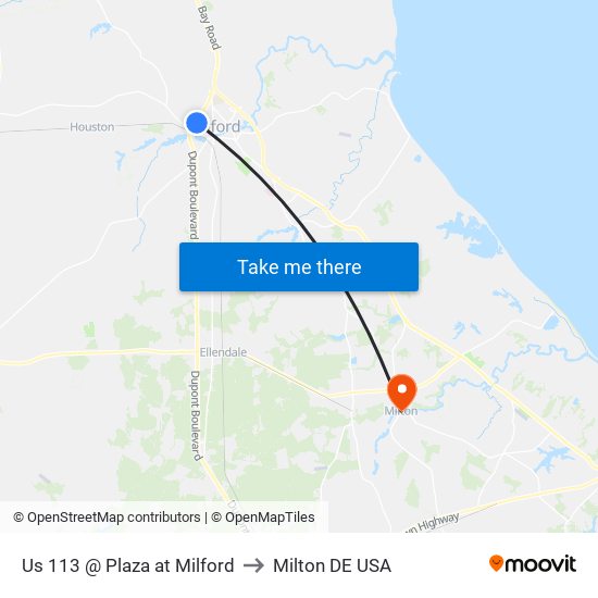 Us 113 @ Plaza at Milford to Milton DE USA map