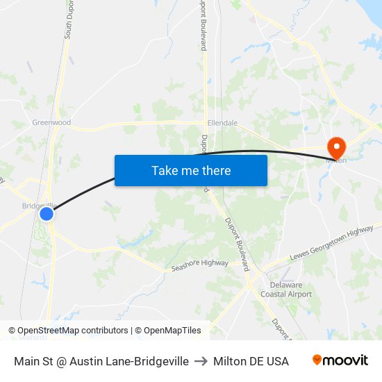 Main St @ Austin Lane-Bridgeville to Milton DE USA map