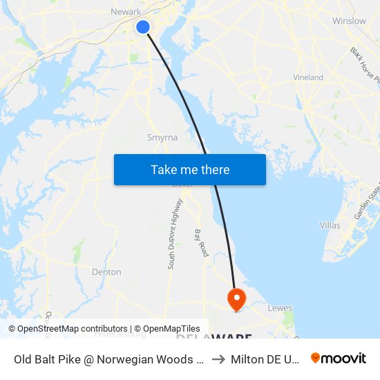 Old Balt Pike @  Norwegian Woods Dr to Milton DE USA map