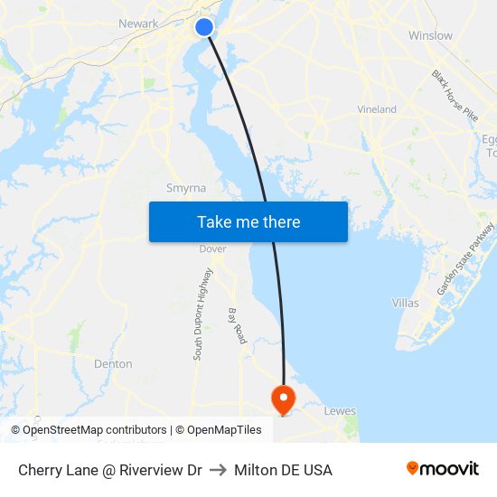 Cherry Lane @ Riverview Dr to Milton DE USA map