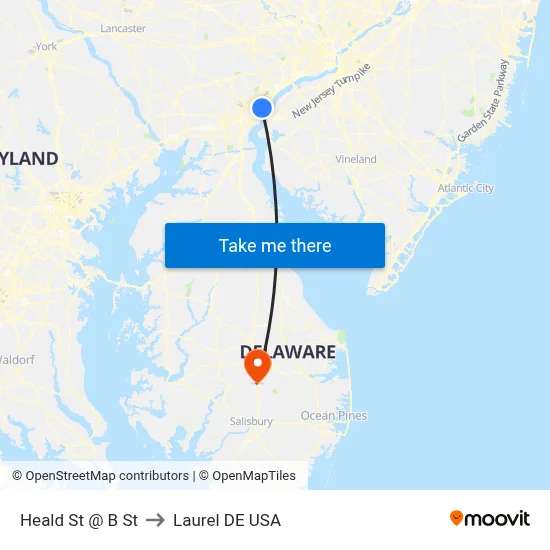 Heald St @ B St to Laurel DE USA map