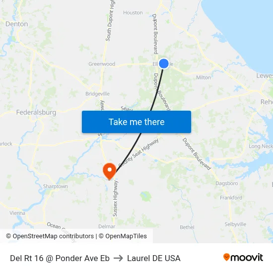 Del Rt 16 @ Ponder Ave Eb to Laurel DE USA map