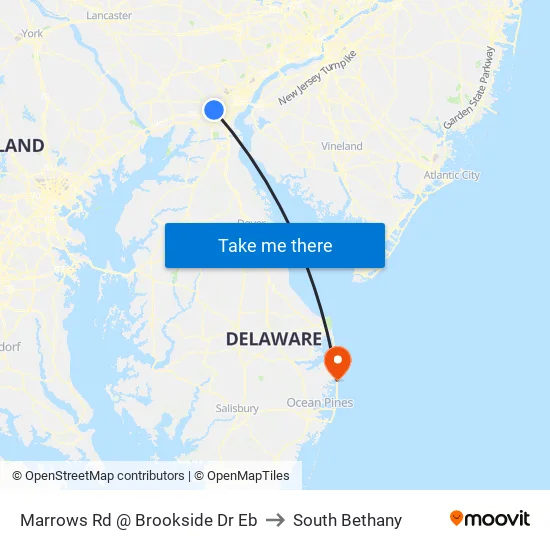 Marrows Rd @ Brookside Dr Eb to South Bethany map