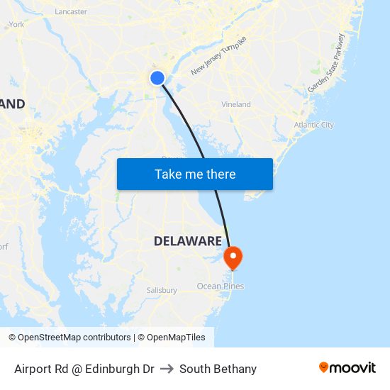 Airport Rd @ Edinburgh Dr to South Bethany map