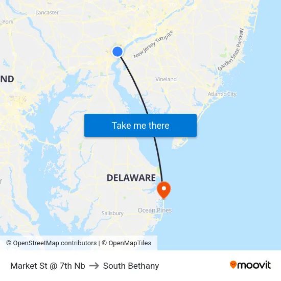 Market St @ 7th Nb to South Bethany map