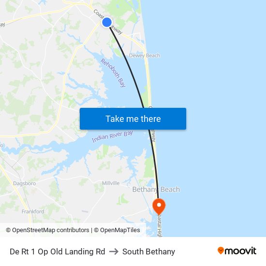 De Rt 1 Op Old Landing Rd to South Bethany map