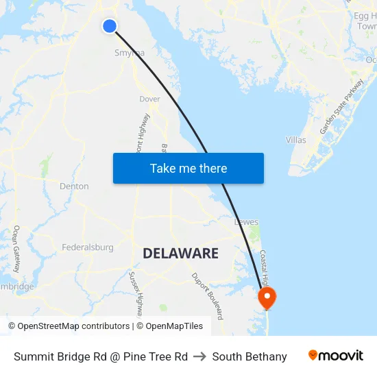 Summit Bridge Rd @ Pine Tree Rd to South Bethany map