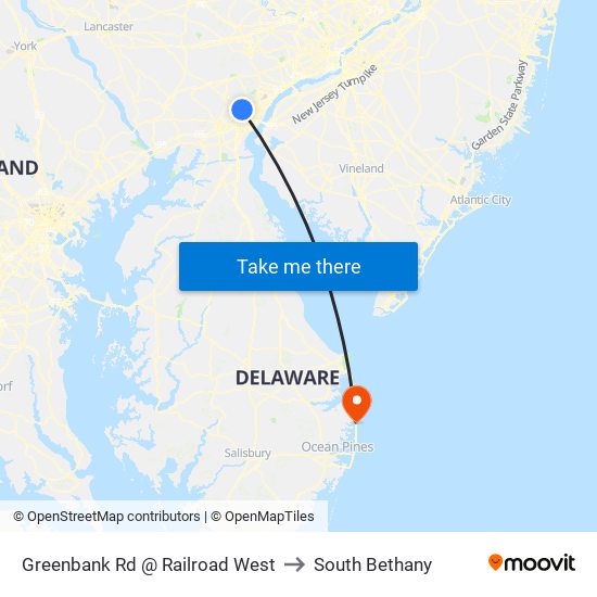 Greenbank Rd @ Railroad West to South Bethany map