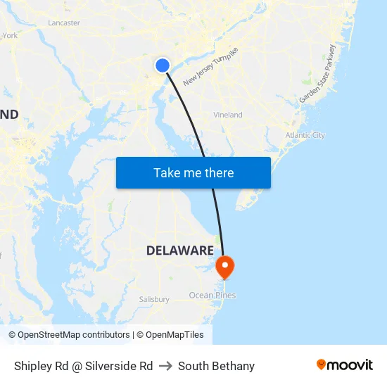 Shipley Rd @ Silverside Rd to South Bethany map