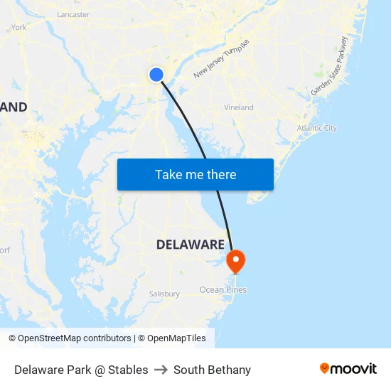 Delaware Park @ Stables to South Bethany map