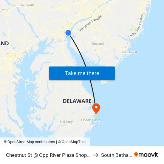 Chestnut St @ Opp River Plaza Shop Ctr to South Bethany map