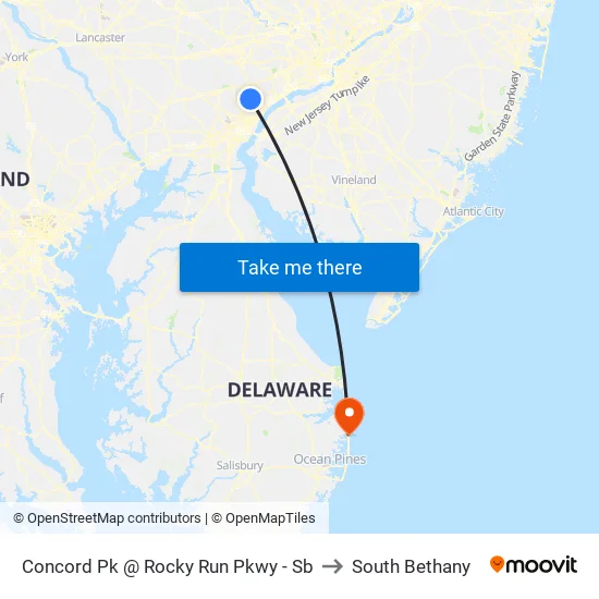 Concord Pk @ Rocky Run Pkwy - Sb to South Bethany map