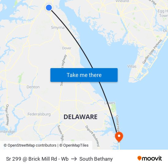 Sr 299 @ Brick Mill Rd - Wb to South Bethany map