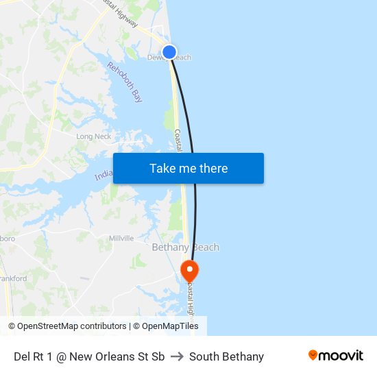 Del Rt 1 @ New Orleans St Sb to South Bethany map