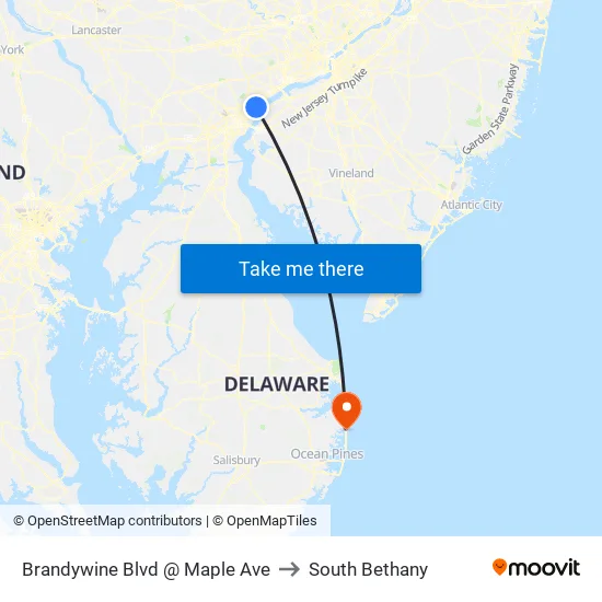 Brandywine Blvd @ Maple Ave to South Bethany map