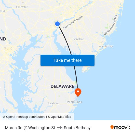 Marsh Rd @ Washington St to South Bethany map