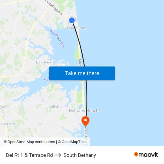 Del Rt 1 & Terrace Rd to South Bethany map