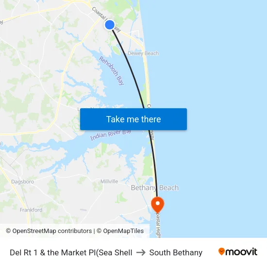 Del Rt 1 & the Market Pl(Sea Shell to South Bethany map