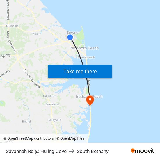 Savannah Rd @ Huling Cove to South Bethany map