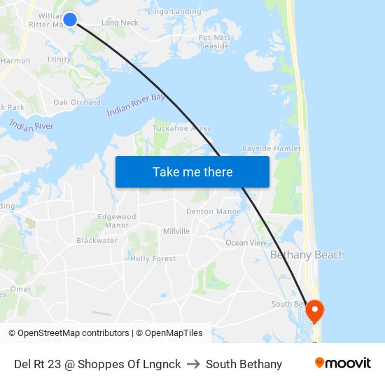 Del Rt 23 @ Shoppes Of Lngnck to South Bethany map