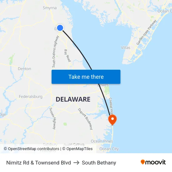 Nimitz Rd & Townsend Blvd to South Bethany map