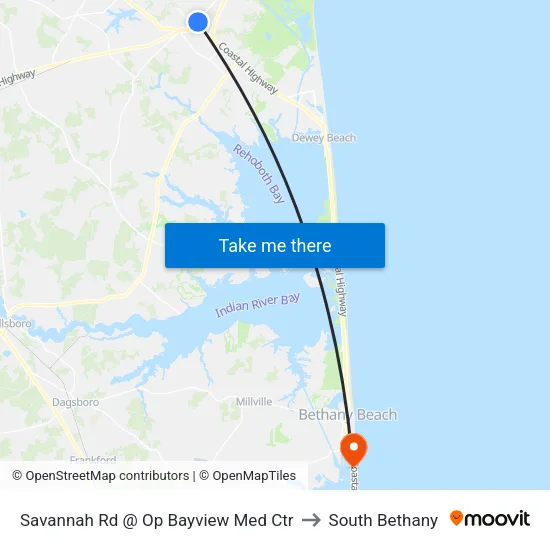 Savannah Rd @ Op Bayview Med Ctr to South Bethany map