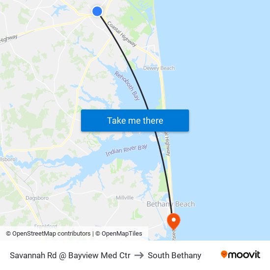 Savannah Rd @ Bayview Med Ctr to South Bethany map