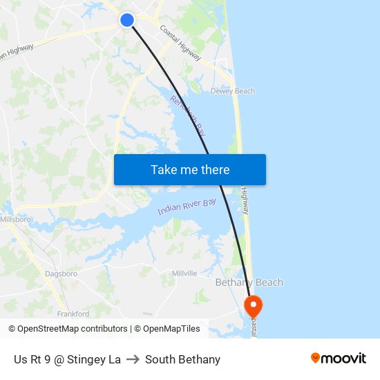 Us Rt 9 @ Stingey La to South Bethany map