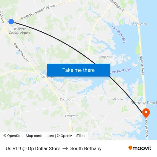 Us Rt 9 @ Op Dollar Store to South Bethany map
