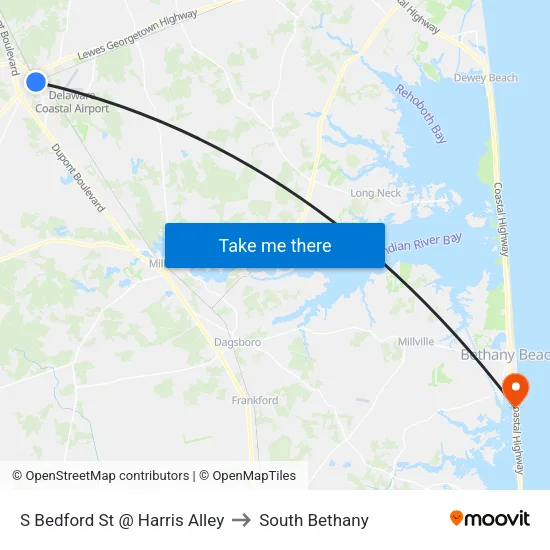 S Bedford St @ Harris Alley to South Bethany map