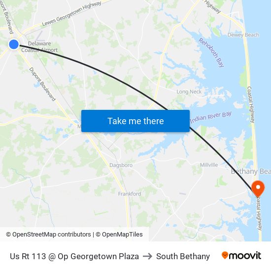 Us Rt 113 @ Op Georgetown Plaza to South Bethany map