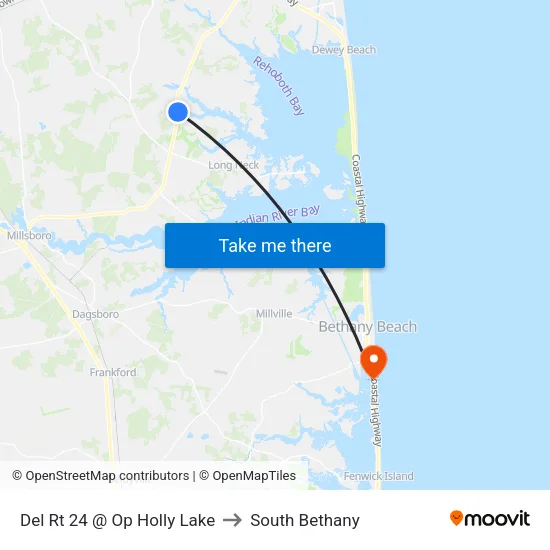 Del Rt 24 @ Op Holly Lake to South Bethany map