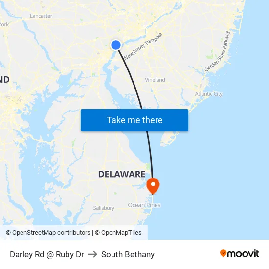 Darley Rd @ Ruby Dr to South Bethany map