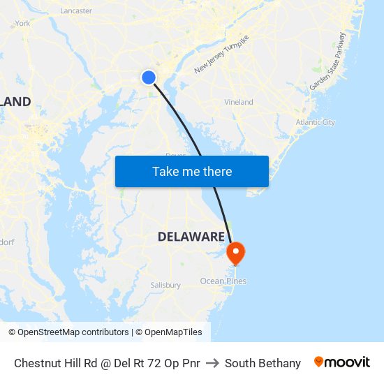 Chestnut Hill Rd @ Del Rt 72 Op Pnr to South Bethany map