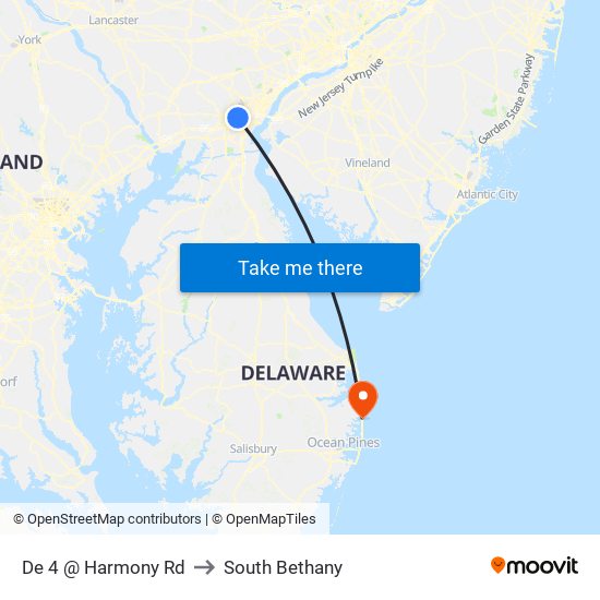 De 4 @ Harmony Rd to South Bethany map