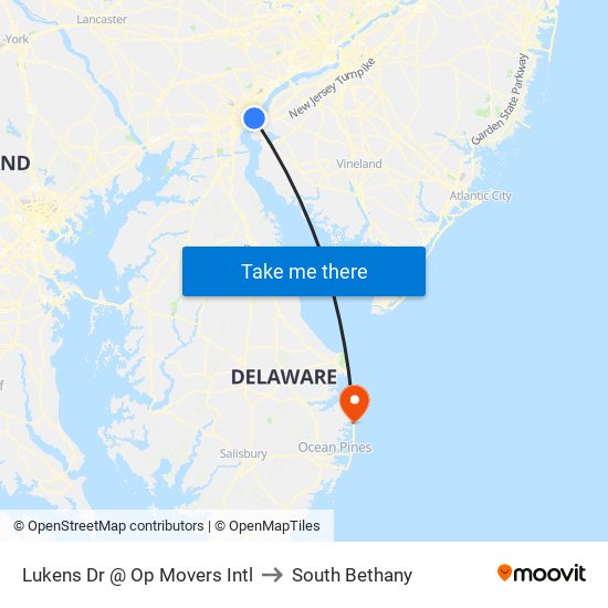 Lukens Dr @ Op Movers Intl to South Bethany map